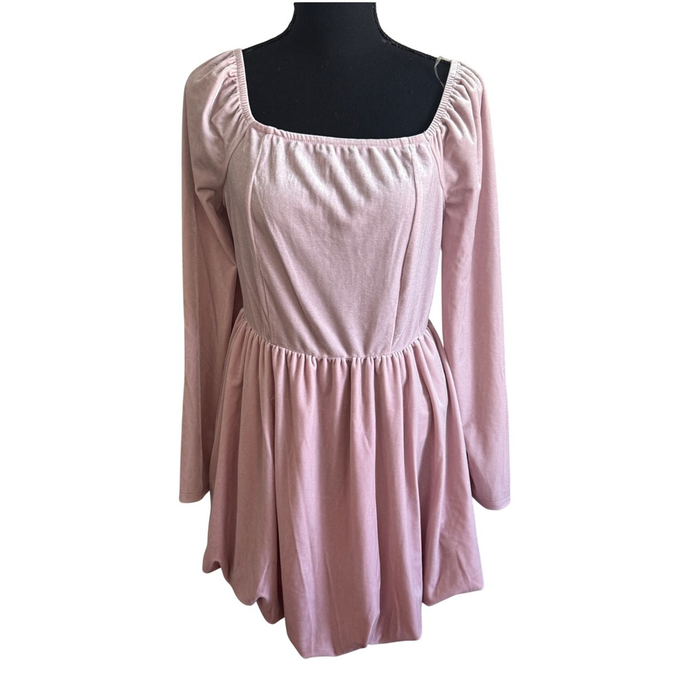 Celebrity Pink Womens Velvet Bubble Hem Dress Smocked L Holiday Princesscore
